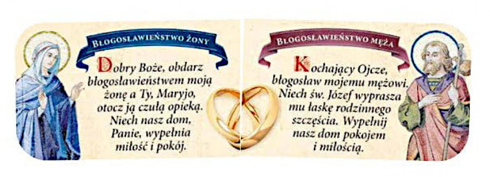 Drewniany magnes. Błogosławieństwo męża, błogosławieństwo żony : Świece. Medaliki. Breloki. Magnesy