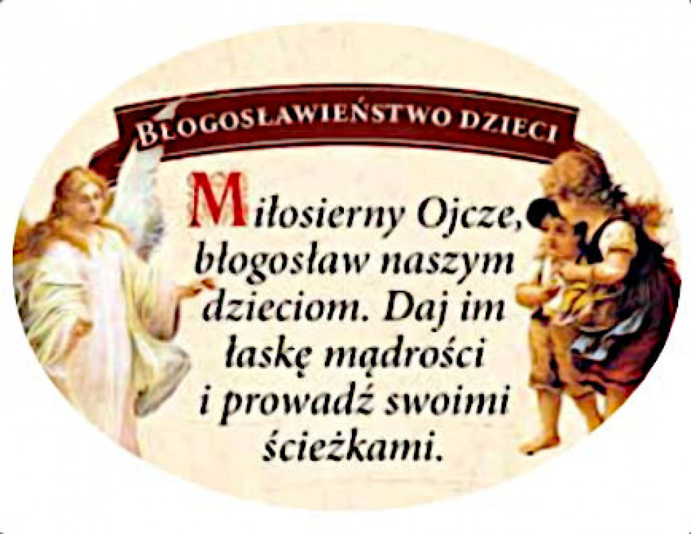 Drewniany magnes. Błogosławieństwo dzieci : Świece. Medaliki. Breloki. Magnesy