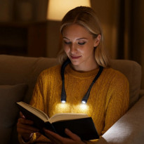 Lampka do czytania książek na szyję - latarka LED na akumulator, USB-C