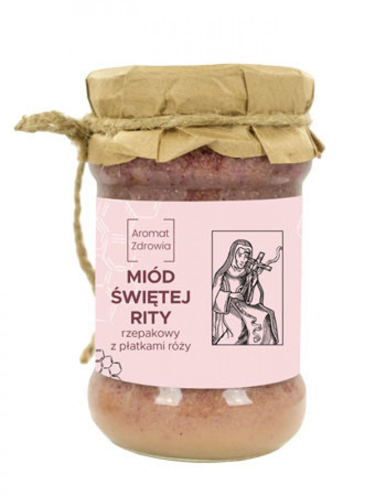 Miód Świętej Rity. Rzepakowy z płatkami róży, 400 g
