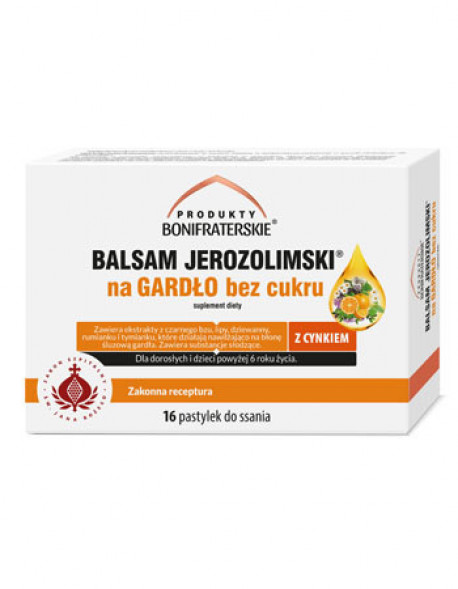 Balsam Jerozolimski. Na gardło bez cukru. 16 pastylek do ssania
