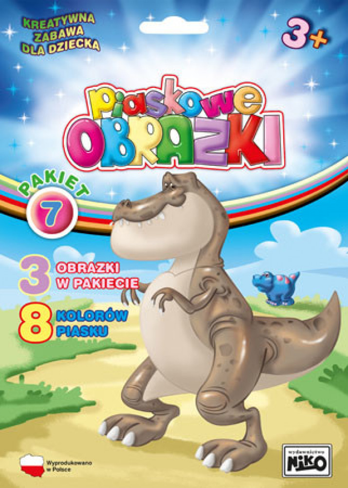 Piaskowe obrazki. Pakiet z dinozaurem