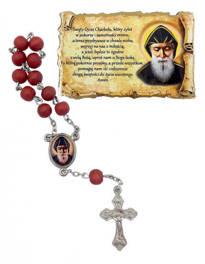 Święty Charbel magnes z dziesiątką różańca