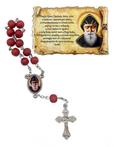 Święty Charbel magnes z dziesiątką różańca