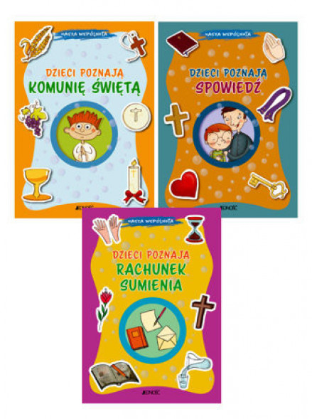 Dzieci poznają rachunek sumienia, spowiedź i Komunię Świętą. Komplet 3 książek