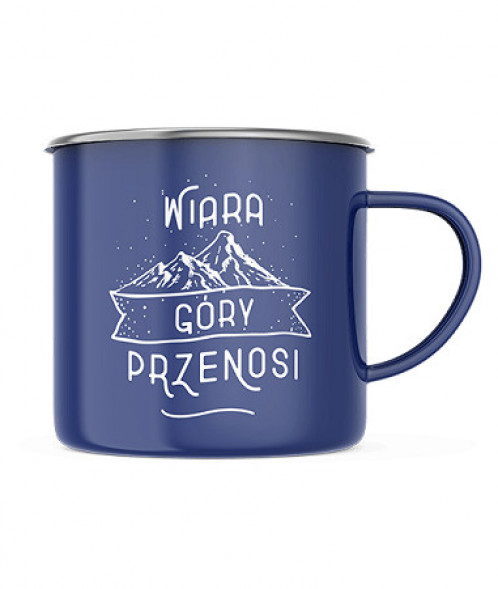 Kubek emaliowany „Wiara góry przenosi"