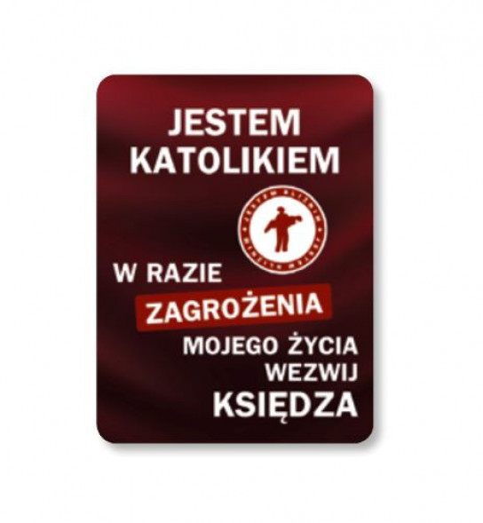 Emblemat samochodowy. Jestem katolikiem : Świece. Medaliki. Breloki. Magnesy