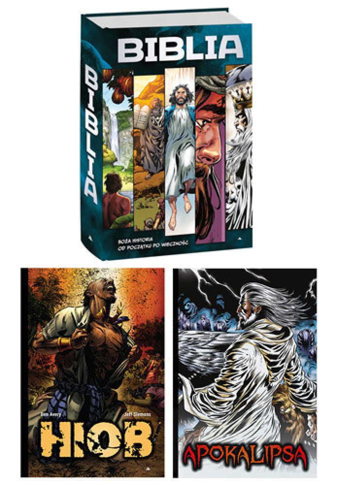 Biblia w komiksie + Apokalipsa. Komiks + Hiob. Komiks : Książki religijne dla dzieci