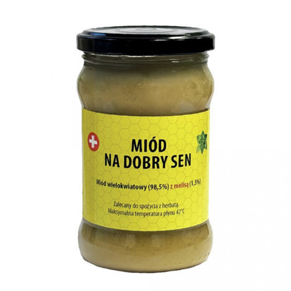Miód na dobry sen, 400 g - Miód wielokwiatowy z melisą : Pasiaka Nawojowa Góra