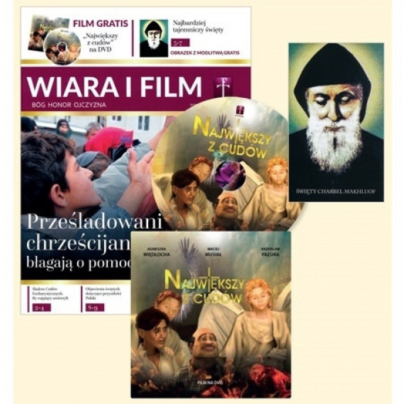 Wiara i film z filmem DVD Największy z cudów oraz obrazkiem - pakiet