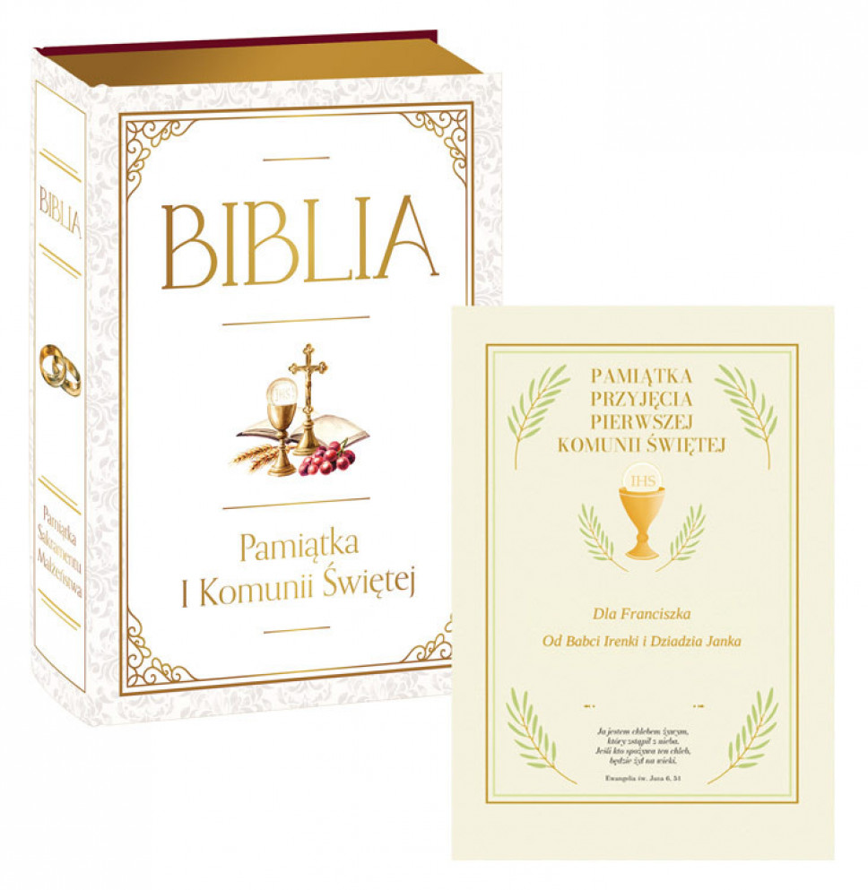 Biblia. Pismo Święte Starego i Nowego Testamentu. Pamiątka I Komunii Świętej z dedykacją