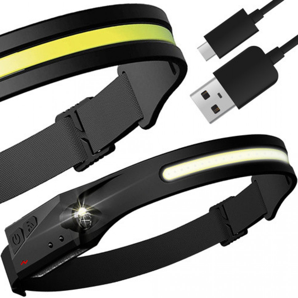 Latarka czołowa LED COB XPE USB Trizand
