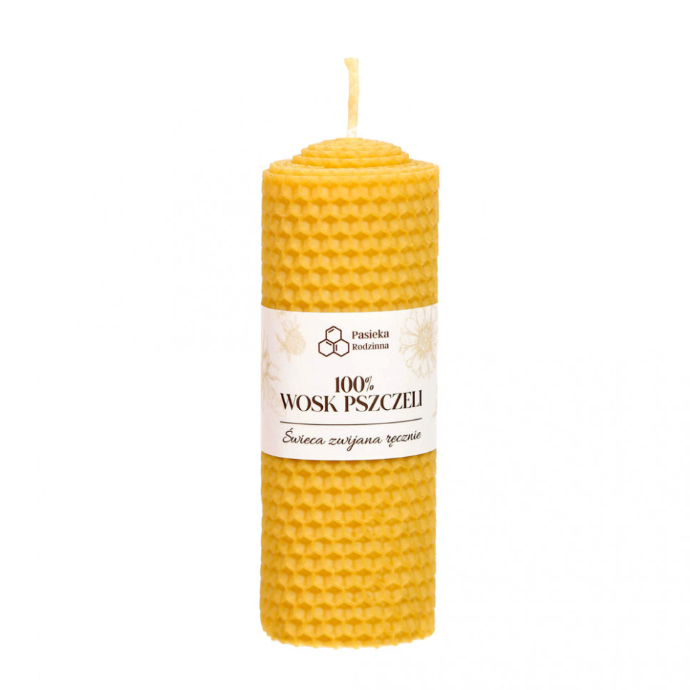 Świeca zwijana z wosku pszczelego, 13 cm, śr. 5 cm - Pasieka rodzinna