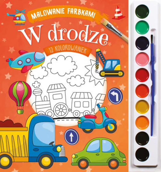 Malowanie farbkami. W drodze. 12 kolorowanek