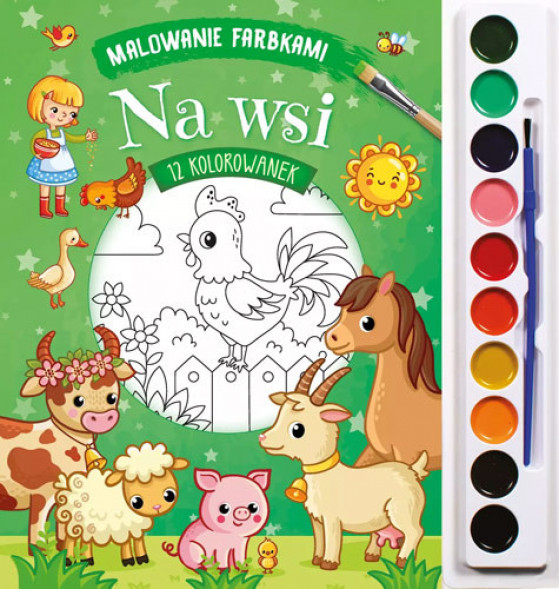 Malowanie farbkami. Na wsi. 12 kolorowanek