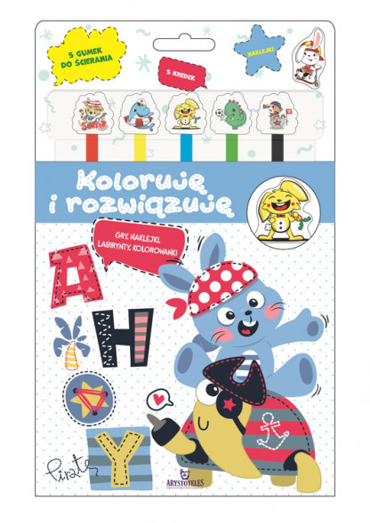 Koloruję i rozwiązuję. Gry, naklejki, labirynty, kolorowanki - książeczka niebieska - Ewelina Grzankowska