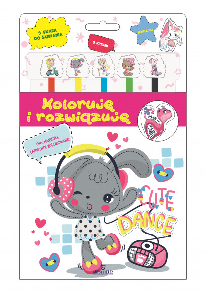Koloruję i rozwiązuję. Gry, naklejki, labirynty, kolorowanki - książeczka różowa - Ewelina Grzankowska