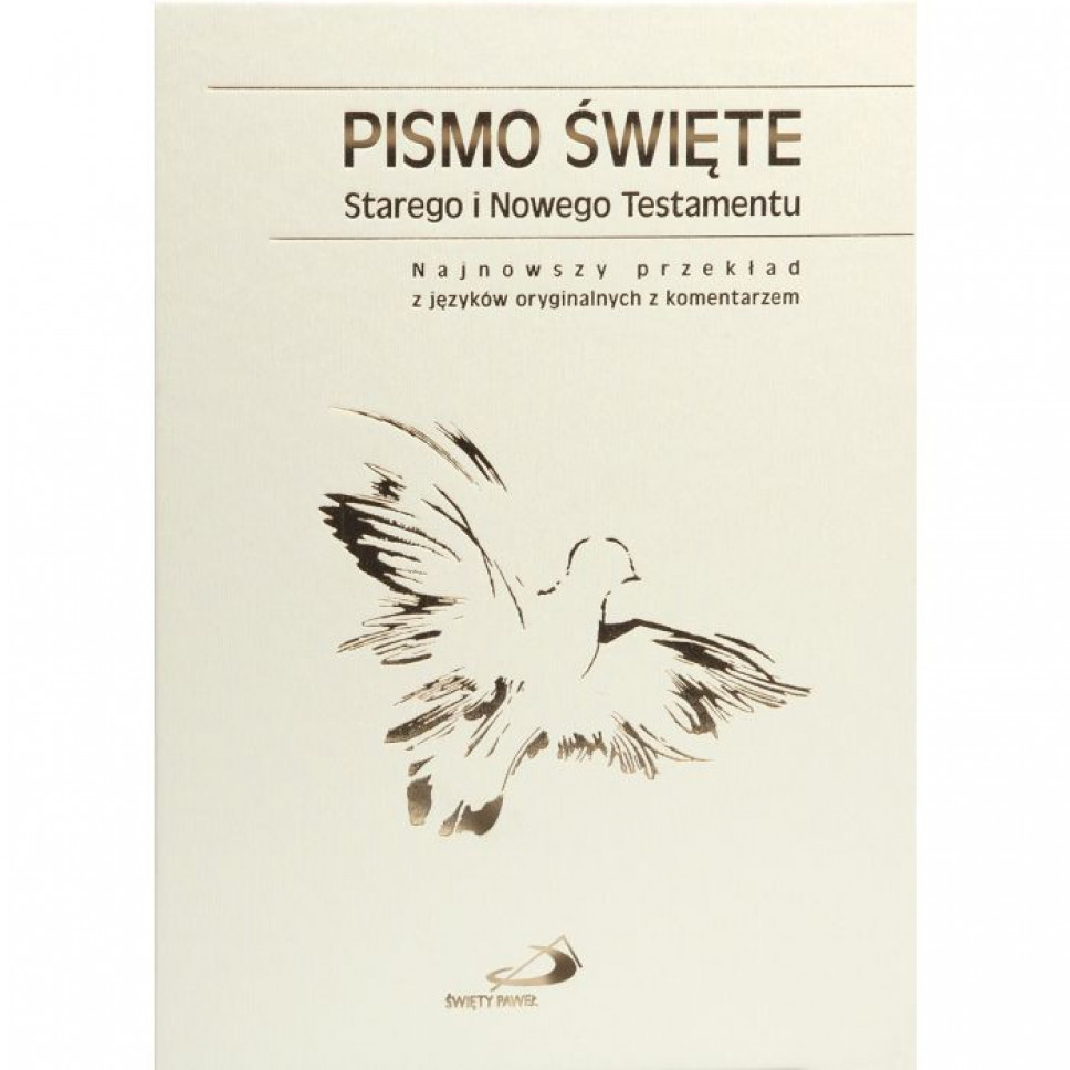 Pismo Święte Stary i Nowy Testament kolor biały, złocona okłada z paginatorami
