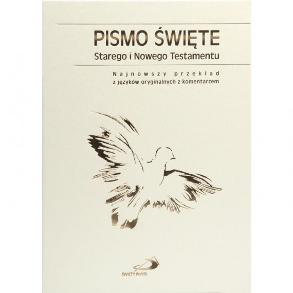 Pismo Święte Stary i Nowy Testament kolor biały, złocona okłada z paginatorami