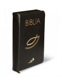 Biblia "z rybką" - oprawa czarna, z suwakiem, z kolorową wkładką