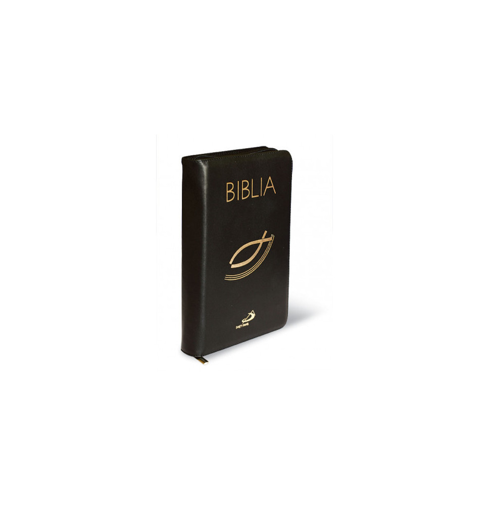 Biblia "z rybką" - oprawa czarna, z suwakiem, z kolorową wkładką